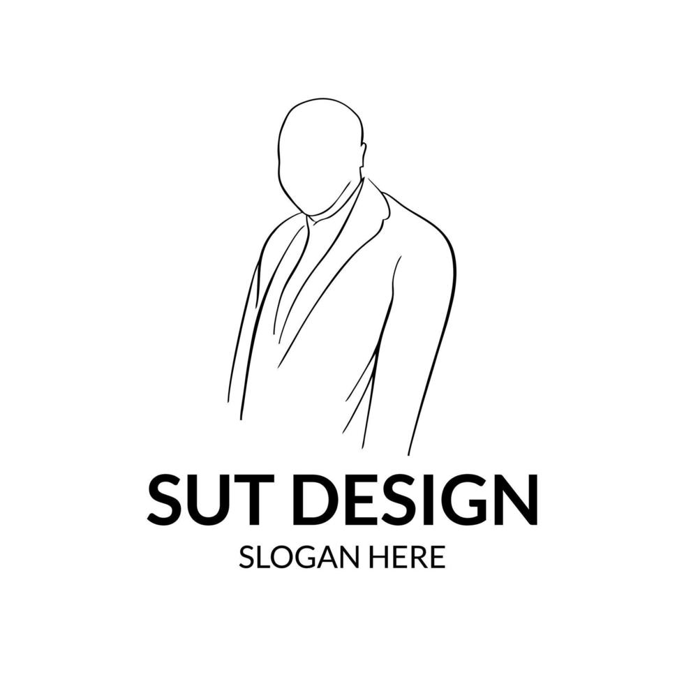 line art man wearing a suit with a serious image vector