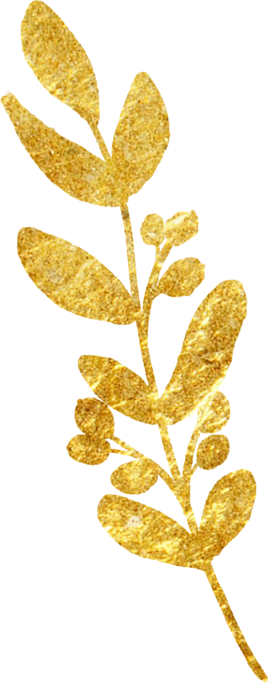 Gold Christmas leaves foliage for decorate. png