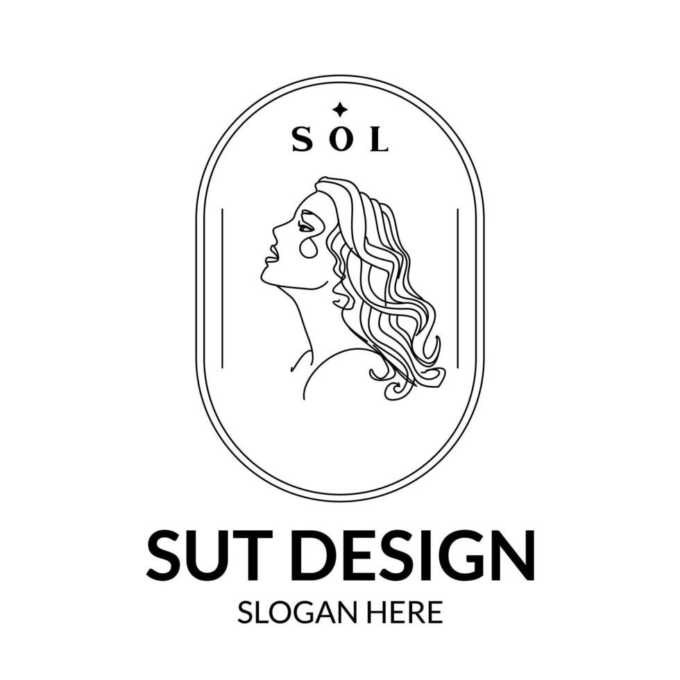 minimal and feminine boho and bohemian line art female symbol vector
