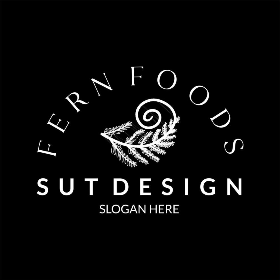 pine branch or fern logo vector in hand drawn botanical style