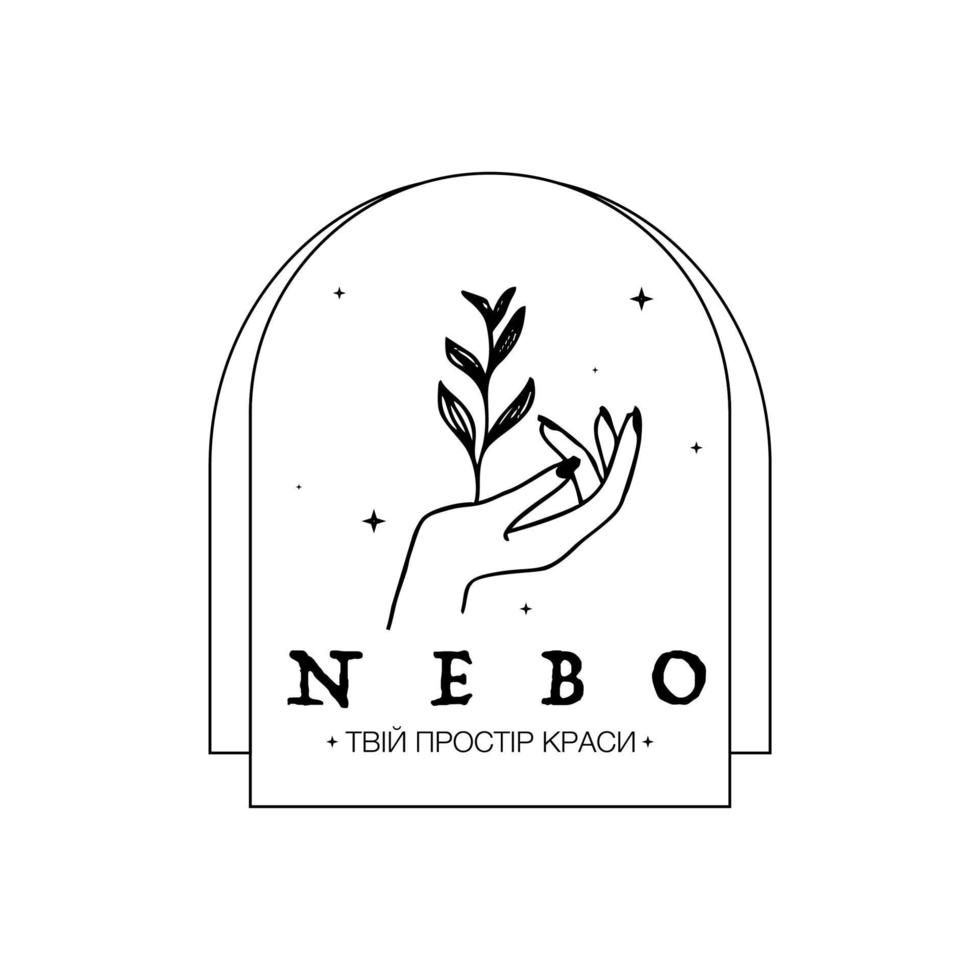 female hand line art in boho style vector