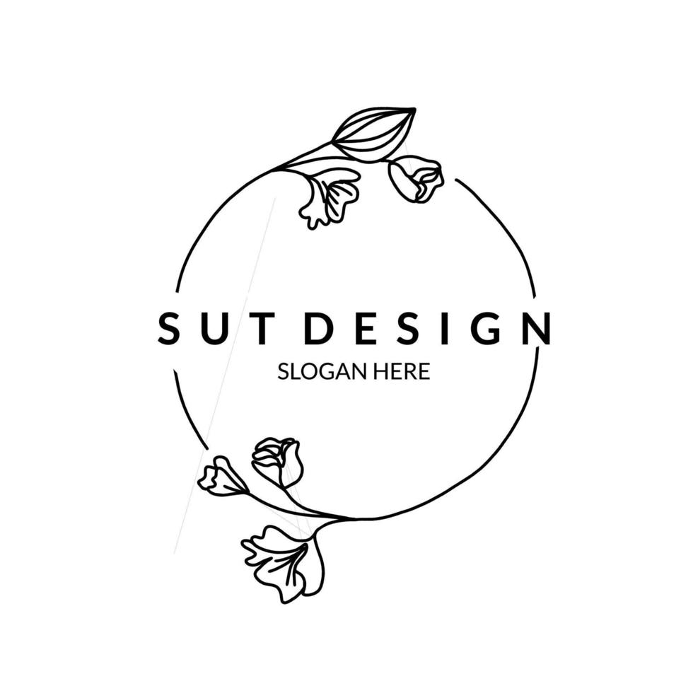 The circle emblem of flowers and leaves forms a beautiful and feminine circle vector