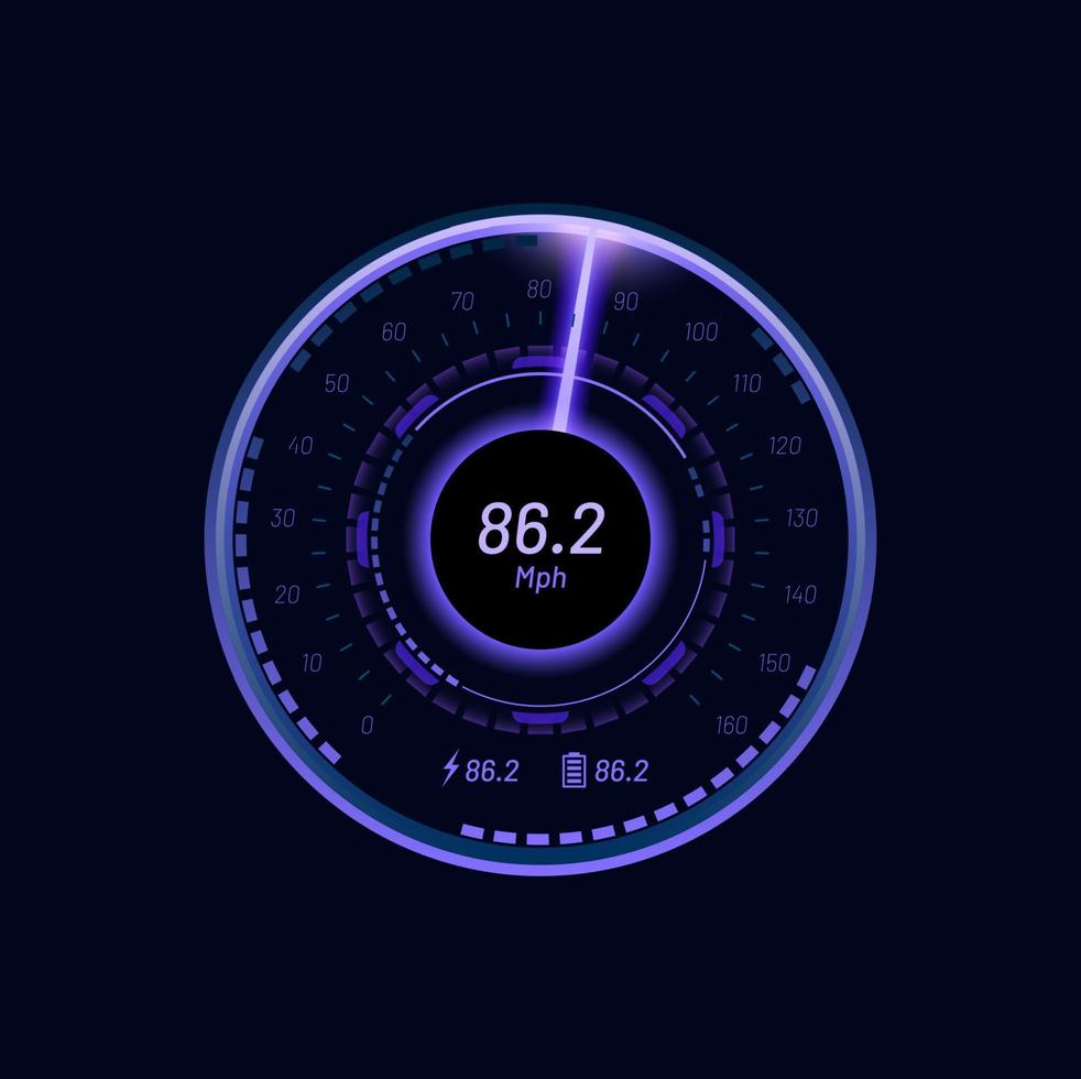 Futuristic car speedometer, tachometer gauge dial vector