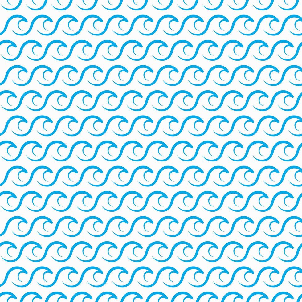 Blue ocean and sea waves simple seamless pattern vector