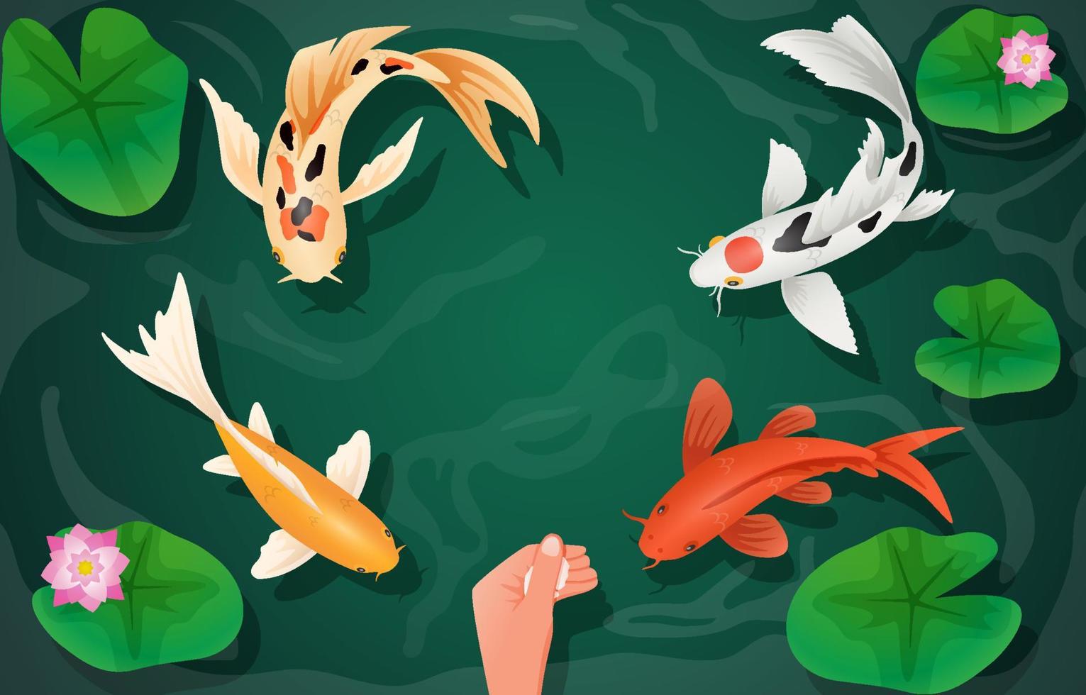 mascotas exóticas con fondo de peces koi vector