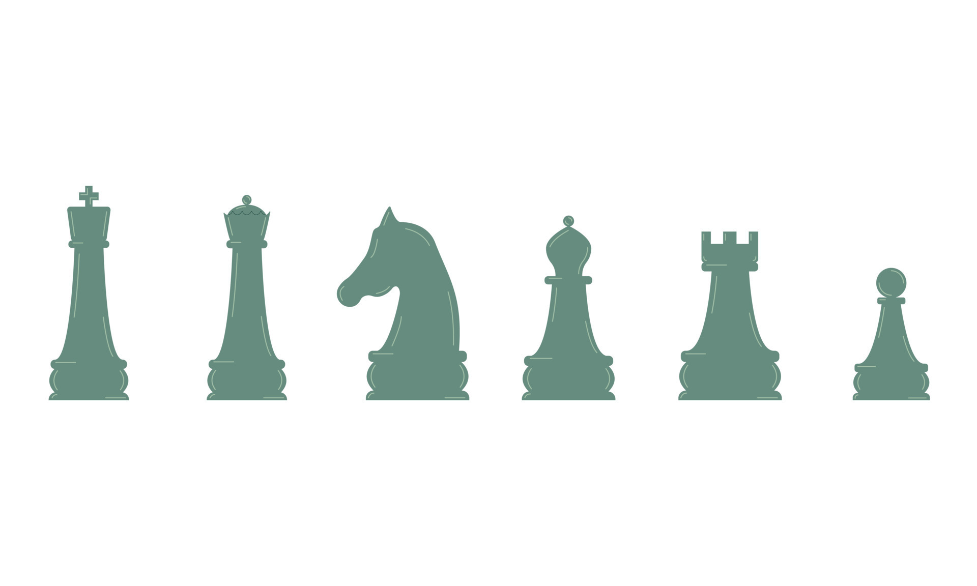 Chess pieces line collection. Chess game icon set. Simple flat set