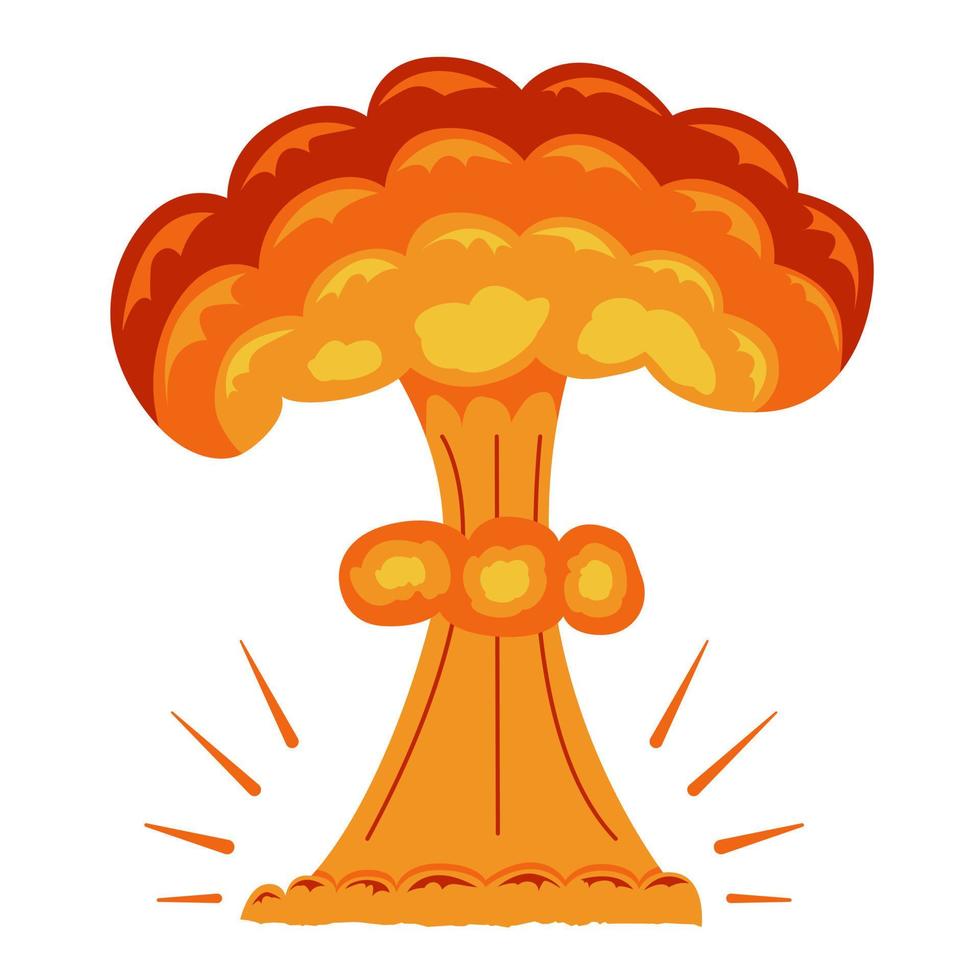 Explosión nuclear. imagen de una explosión en forma de hongo para comics y anime. dibujos animados. ilustración vectorial vector