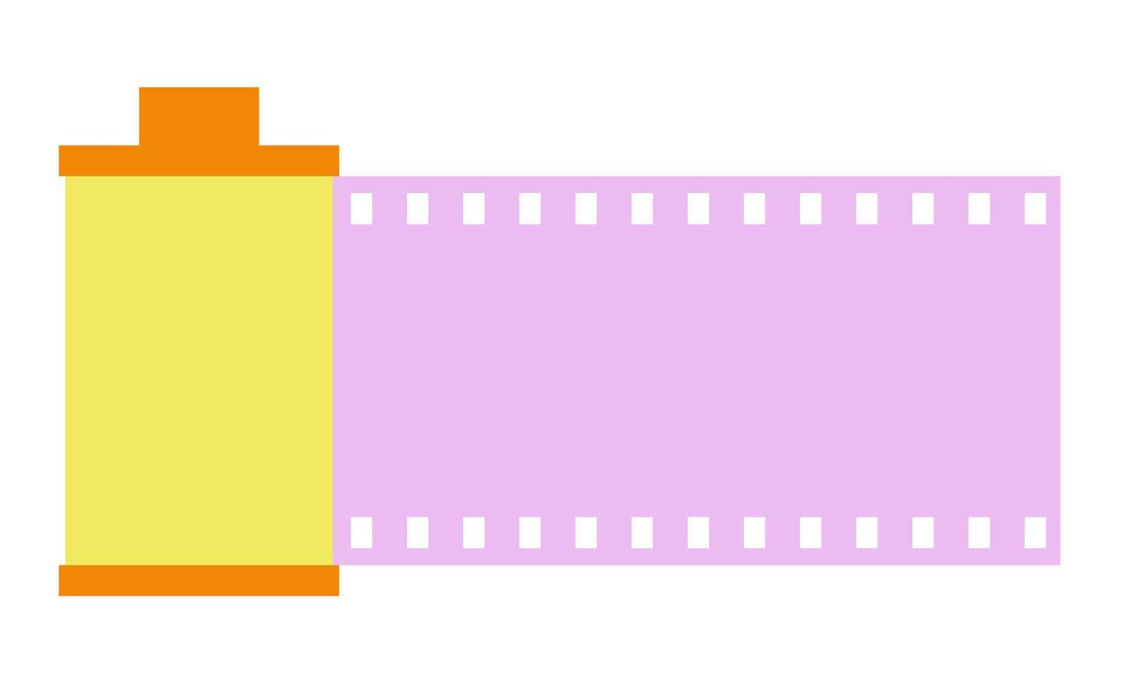 Photographic film is in the container. Equipment of the 80s, 90s for photos. Flat style. Vector illustration
