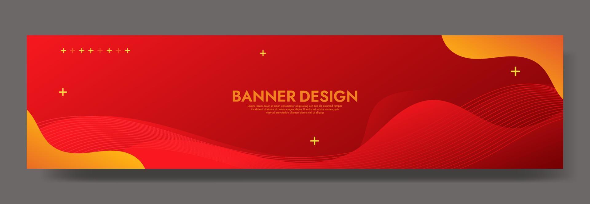 plantilla de banner de onda de fluido rojo abstracto vector