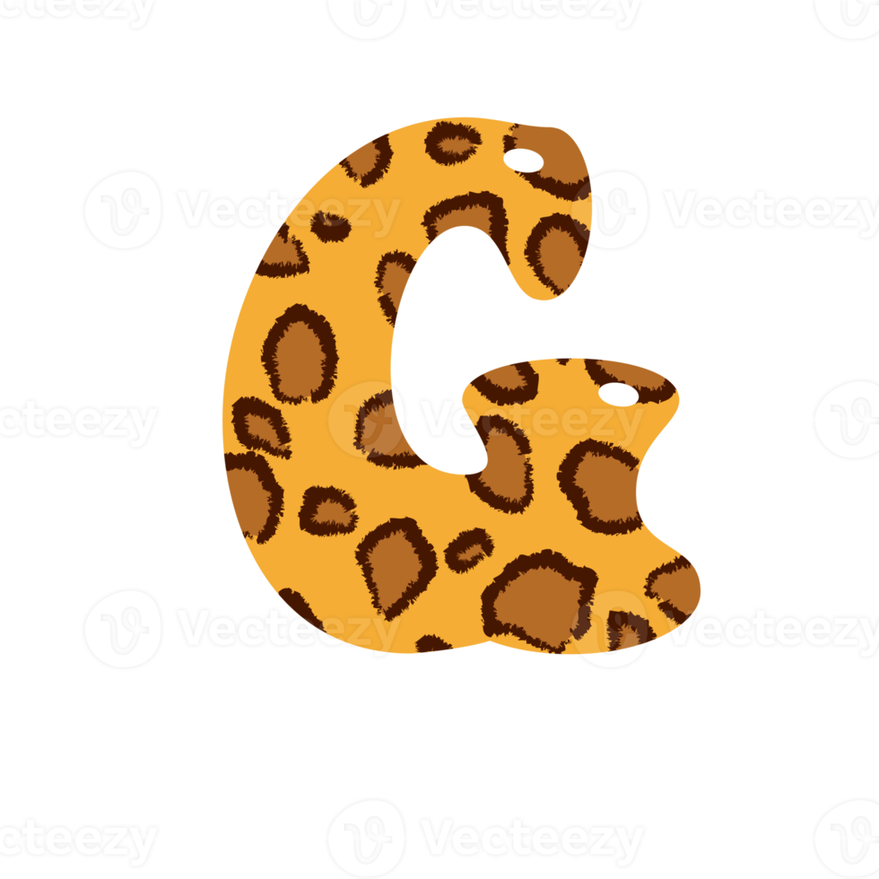 leopard print alphabets and number png