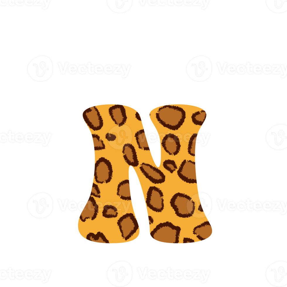 leopard print alphabets and number png