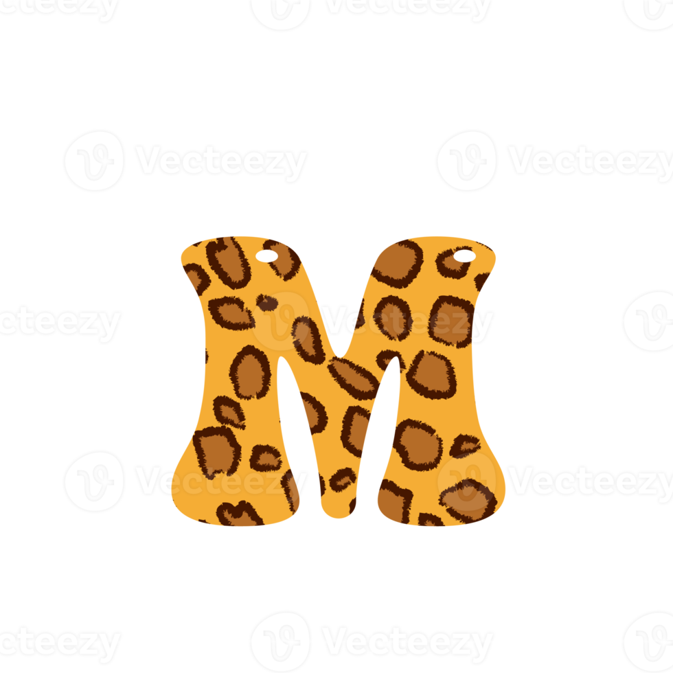 leopard print alphabets and number png