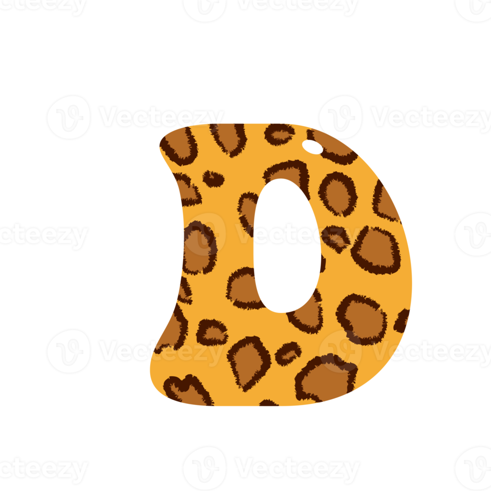 leopard print alphabets and number png
