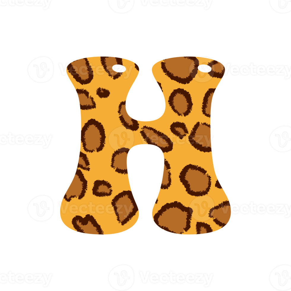 leopard print alphabets and number png