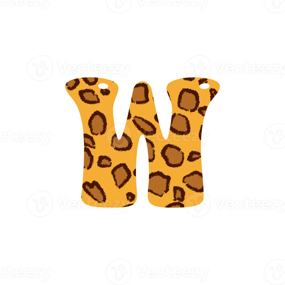 leopard print alphabets and number png