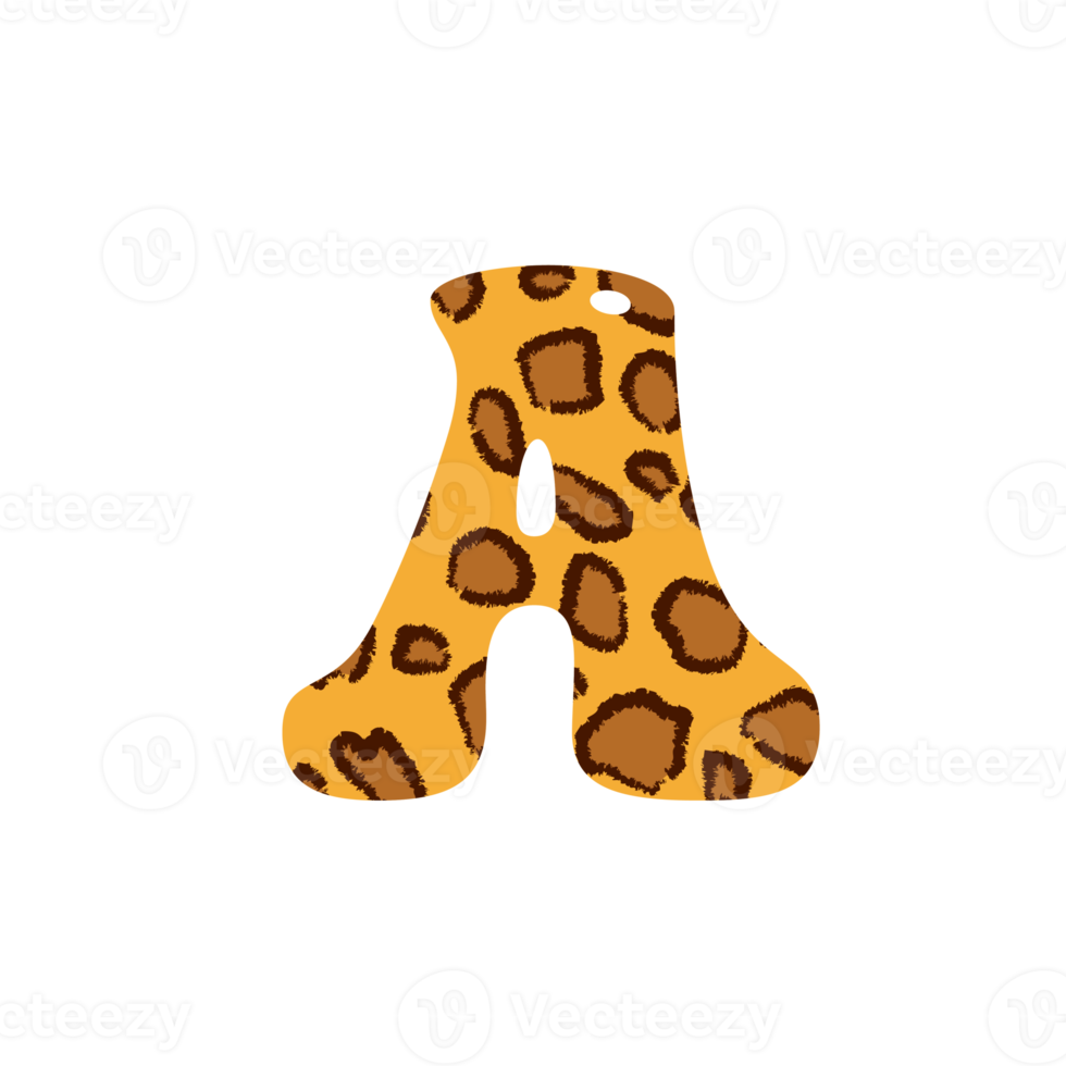 leopard print alphabets and number png