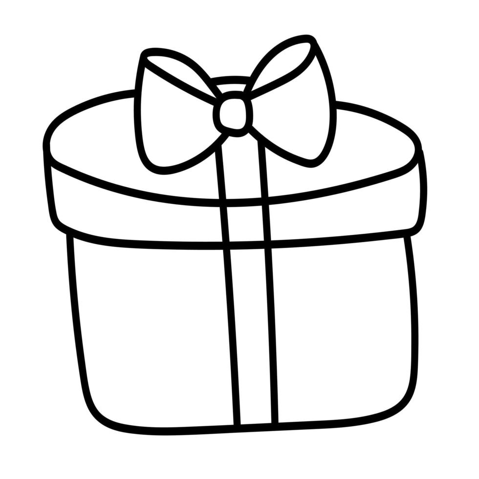 Doodle sticker of a holiday box with a gift vector