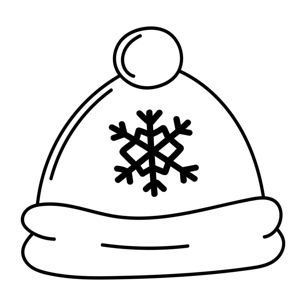 Set of doodle warm winter hat for decoration, design of cards, invitations vector