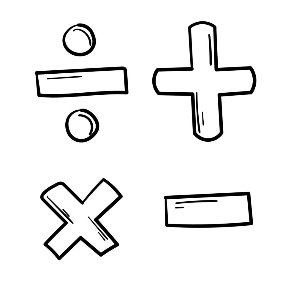 Set of Doodle Math Signs vector