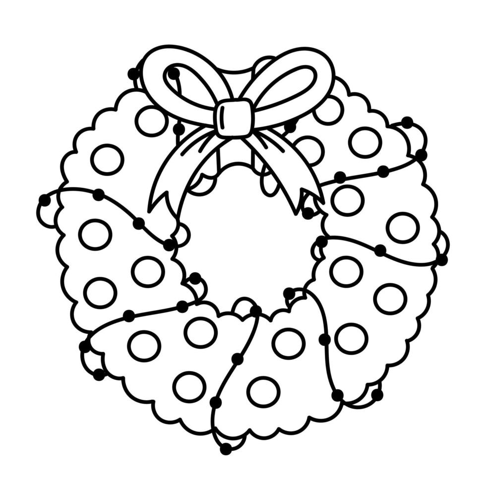 Doodle Christmas wreath with a pattern for decoration, design of cards, invitations vector