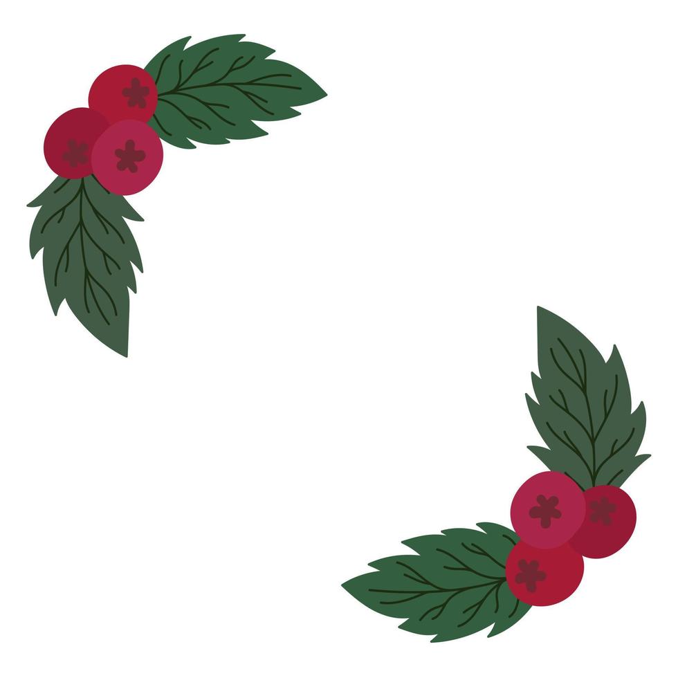 Holly berry and leaf Christmas corner vector