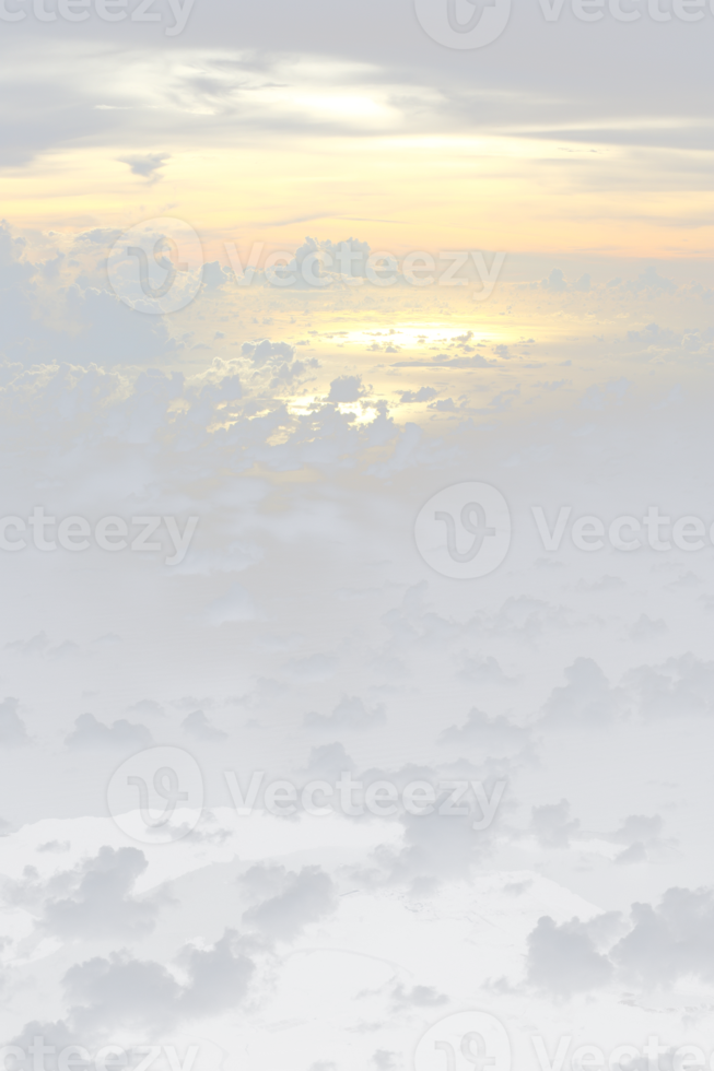 Nube en la atmósfera del cielo desde el avión, fuera de las ventanas hay un cielo de cúmulos de nubes y un cielo bajo el sol. la vista desde arriba de la nube es hermosa con el clima de fondo abstracto a alto nivel png