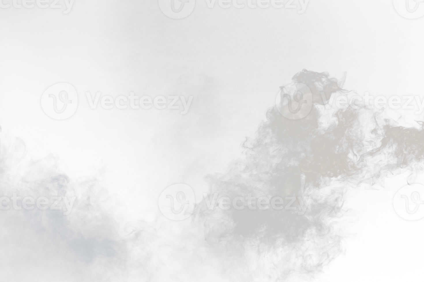 dicht pluizig trekjes van wit rook en mist Aan transparant PNG achtergrond, abstract rook wolken, beweging wazig uit van focus. roken slagen van machine droog ijs vlieg fladderend in lucht, effect structuur