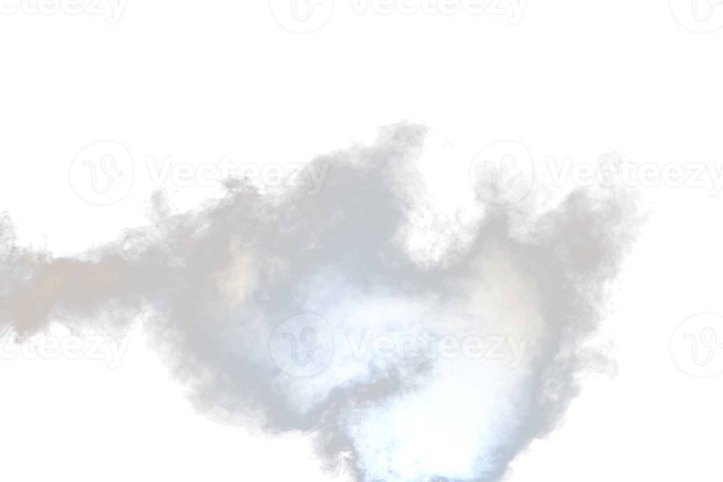 Dense Fluffy Puffs of White Smoke and Fog on transparent png Background, Abstract Smoke Clouds, Movement Blurred out of focus. Smoking blows from machine dry ice fly fluttering in Air, effect texture