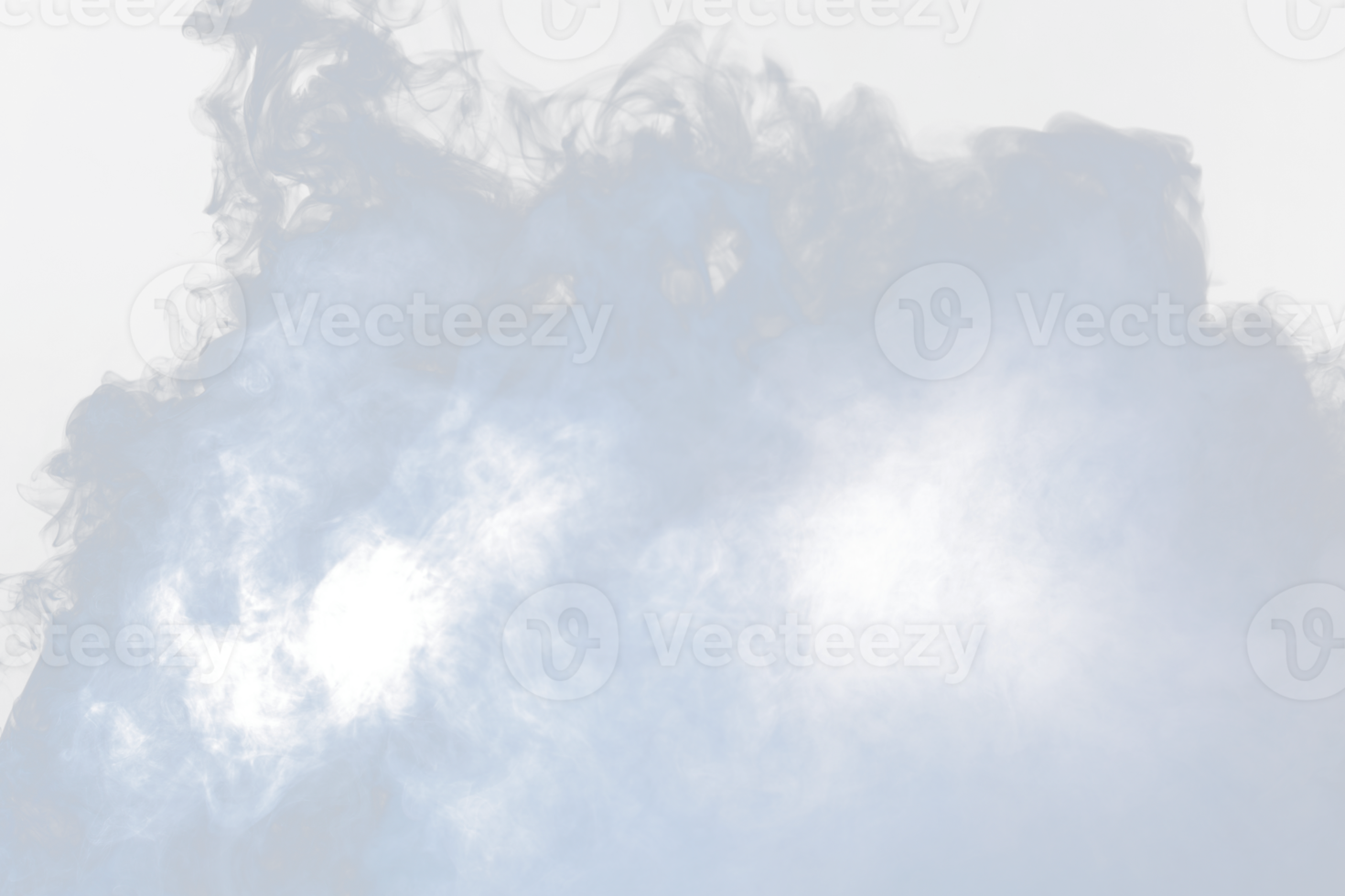 Dense Fluffy Puffs of White Smoke and Fog on transparent png Background, Abstract Smoke Clouds, Movement Blurred out of focus. Smoking blows from machine dry ice fly fluttering in Air, effect texture