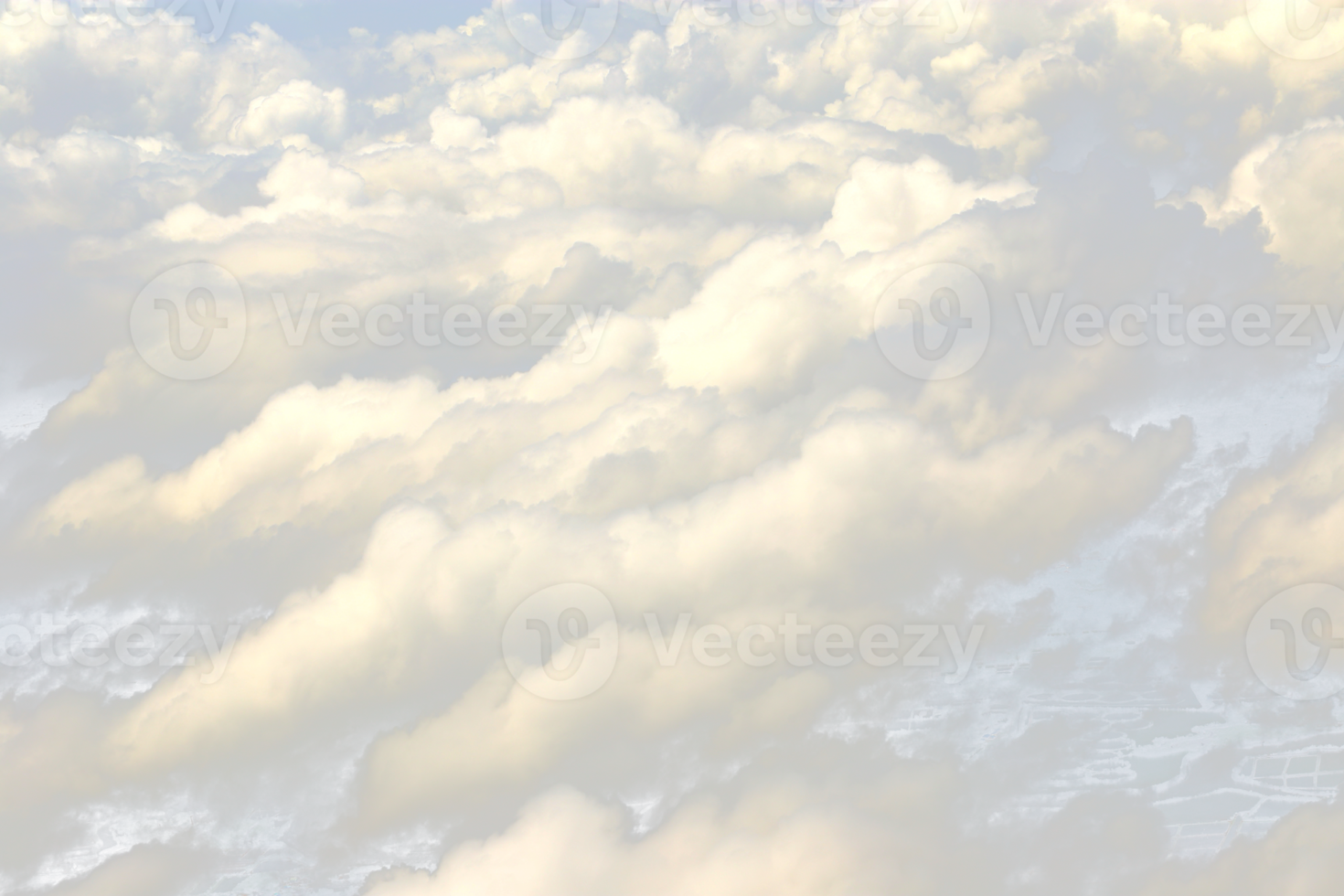 nuvem na atmosfera do céu do avião, fora das janelas é céu cumulus cloudscape e céu sob o sol. vista de cima da nuvem é linda com clima de clima de fundo abstrato em alto nível png