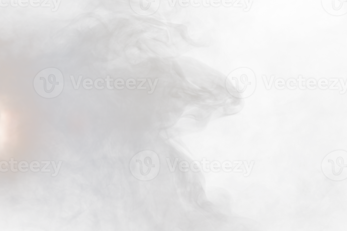 Dense Fluffy Puffs of White Smoke and Fog on transparent png Background, Abstract Smoke Clouds, Movement Blurred out of focus. Smoking blows from machine dry ice fly fluttering in Air, effect texture