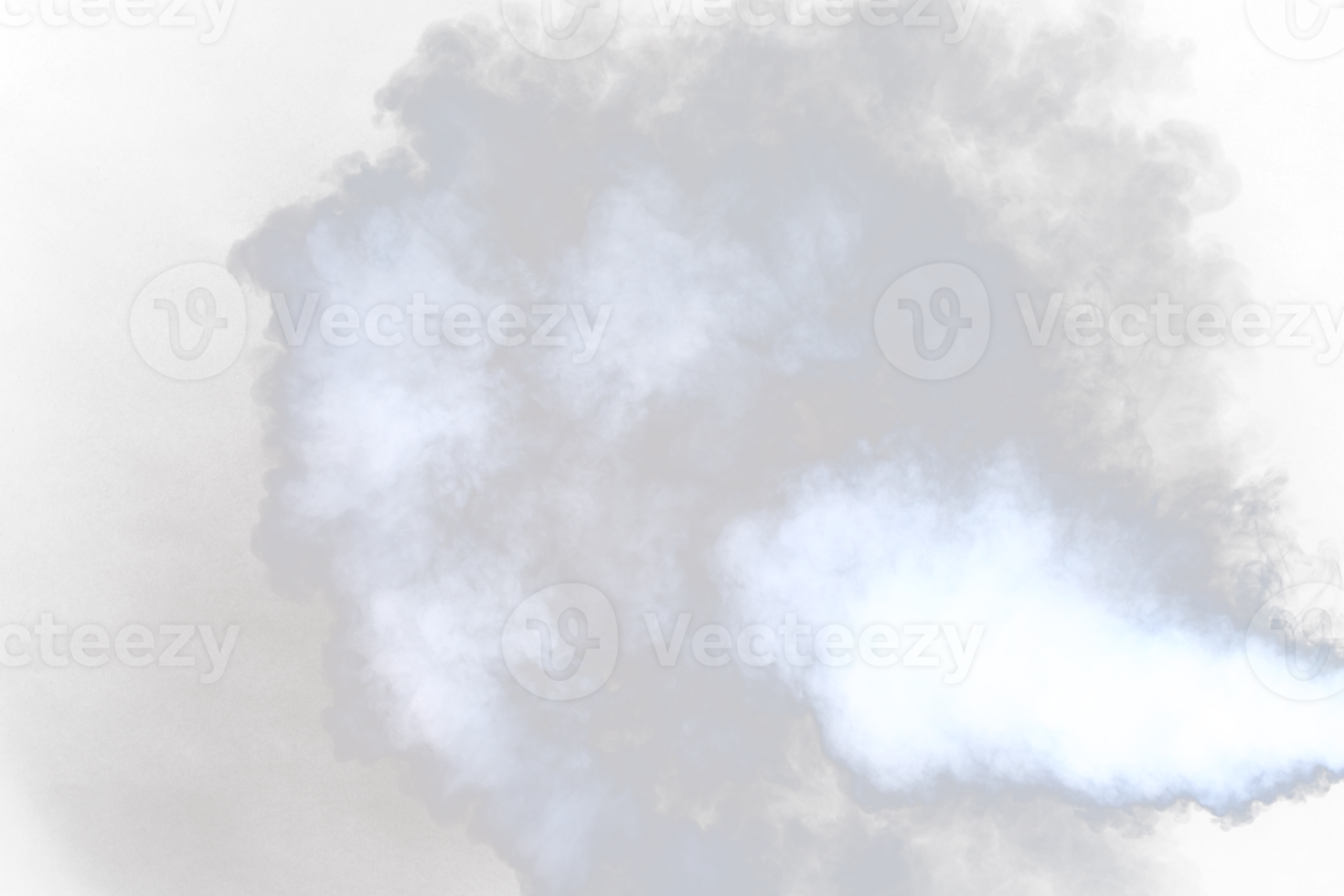 Dense Fluffy Puffs of White Smoke and Fog on transparent png Background, Abstract Smoke Clouds, Movement Blurred out of focus. Smoking blows from machine dry ice fly fluttering in Air, effect texture