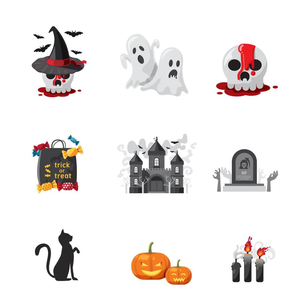 icono y carácter de signo de Halloween. ilustración vectorial aislado sobre fondo blanco. vector