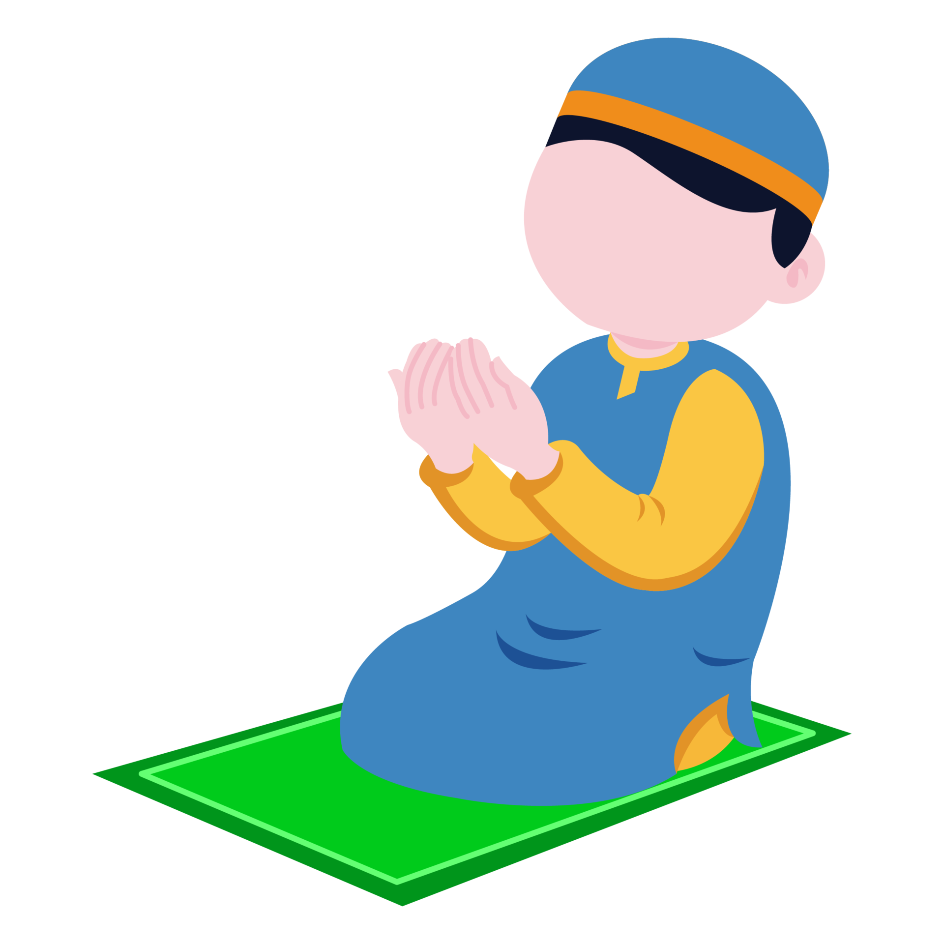 Praying Muslim Kids Cartoon Flat Illustration 10884682 Png