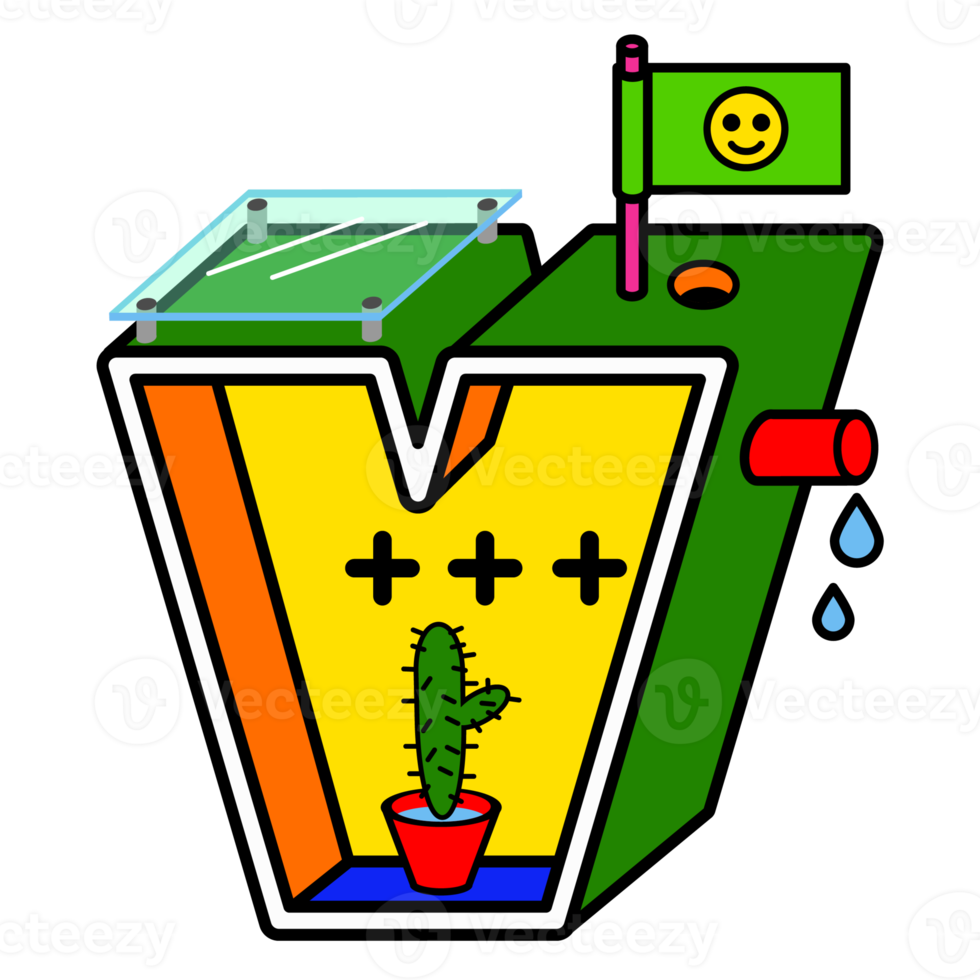 illustration géométrie abstraite lettre v png