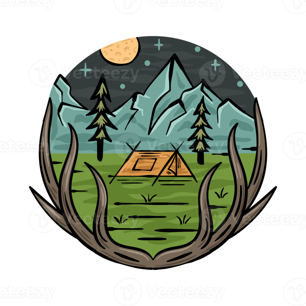 Night Camp Hand Drawing Illustration png