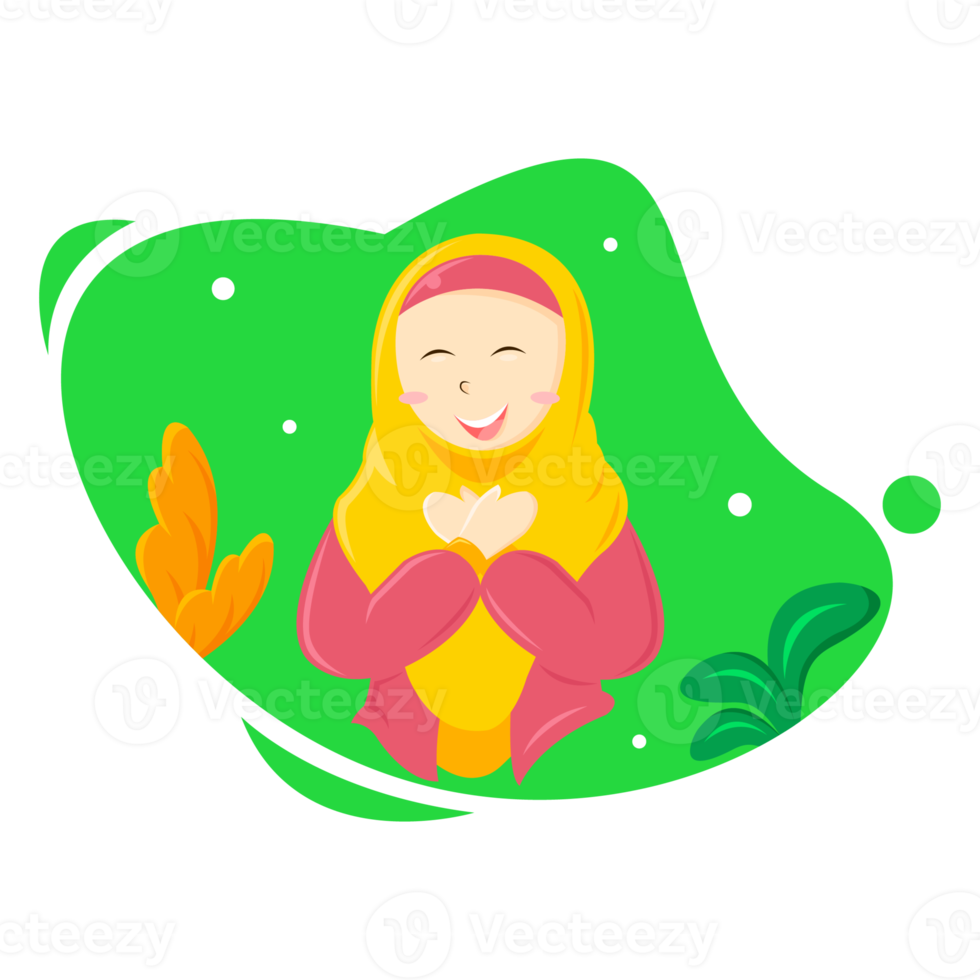 Cute Muslimah Hijaber Flat Ilustration png