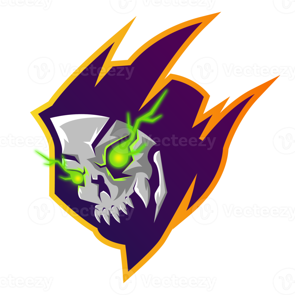 Lightning skull mascot team logo png