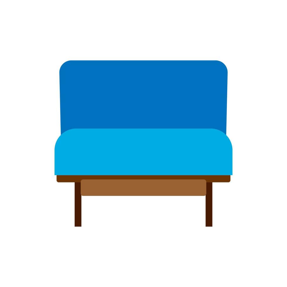 sillón decoración comodidad madera negocio elegante vector icono. relajarse elegante habitación interior vista frontal muebles de moda