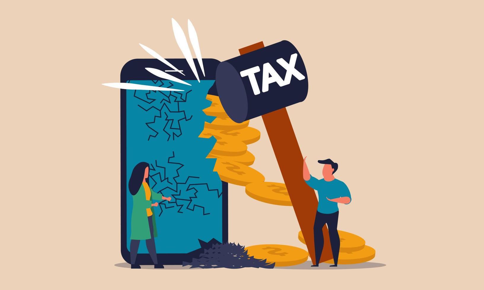 Tax mistake and danger crash finance economic. Employee loan and taxation stress bankruptcy vector illustration concept. Money fund problem investment and savings wealth. Business budget crisis