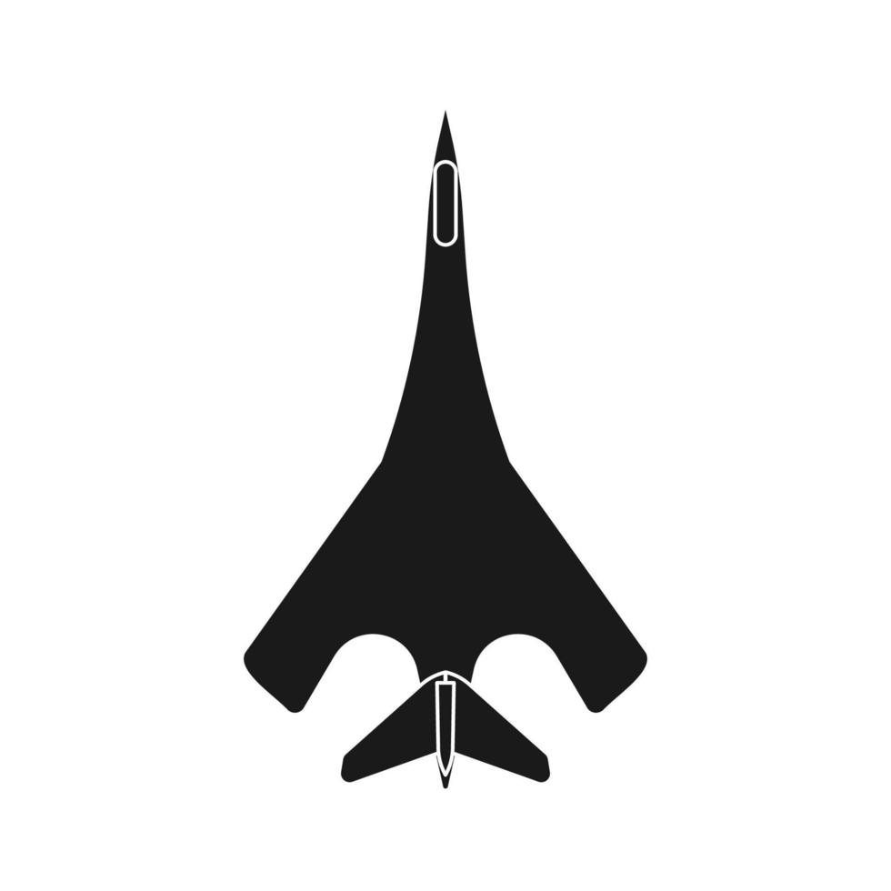 icono de ilustración de vector de avión militar negro sólido. icono de aviación de aviones aislado jet blanco y fuerza aérea de combate