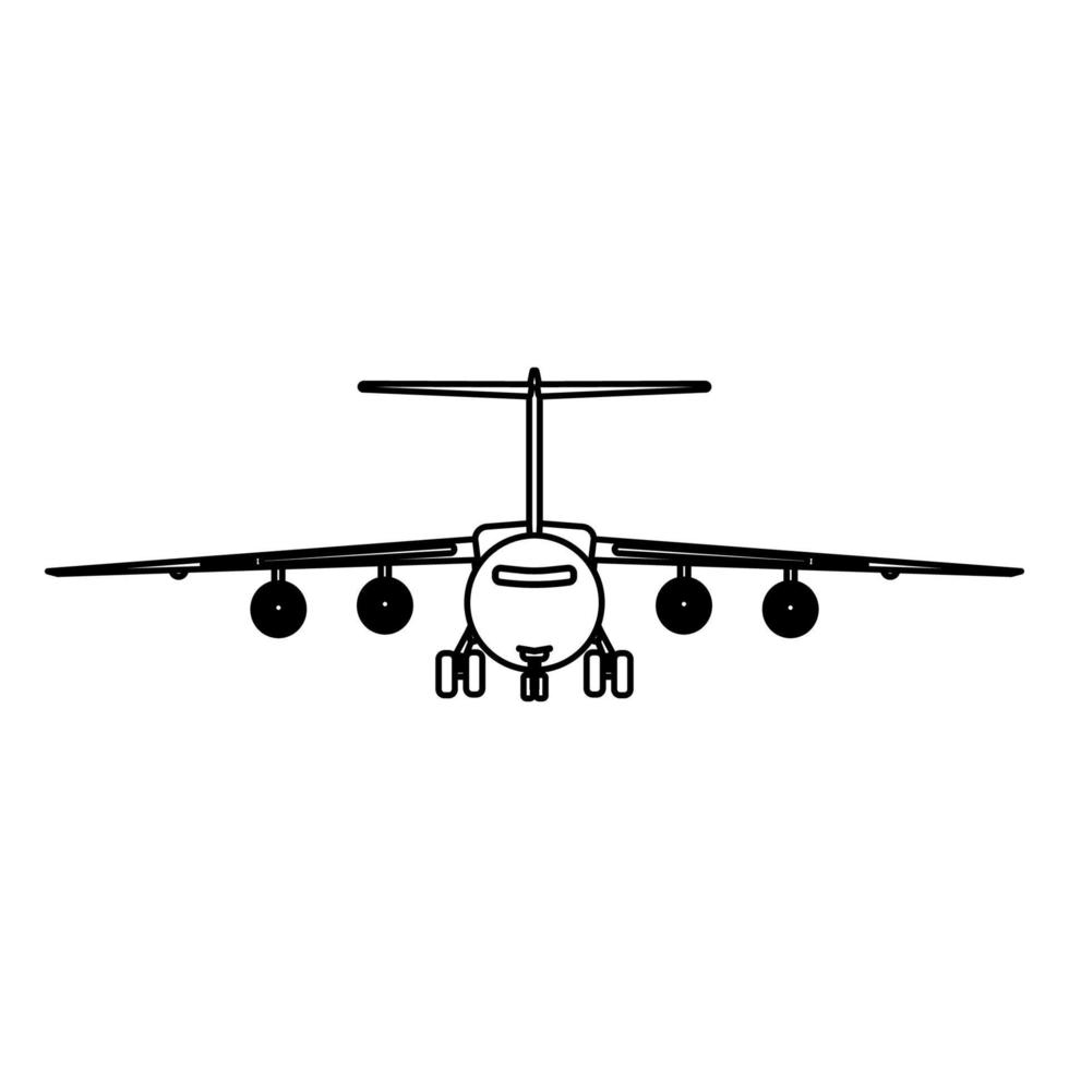 Airplane travel vector icon illustration transportation outline. Aircraft symbol and fly plane transport isolated white line thin