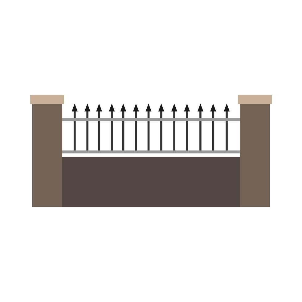 Fence stone material illustration vector icon element structure. Cement vintage equipment garden architecture