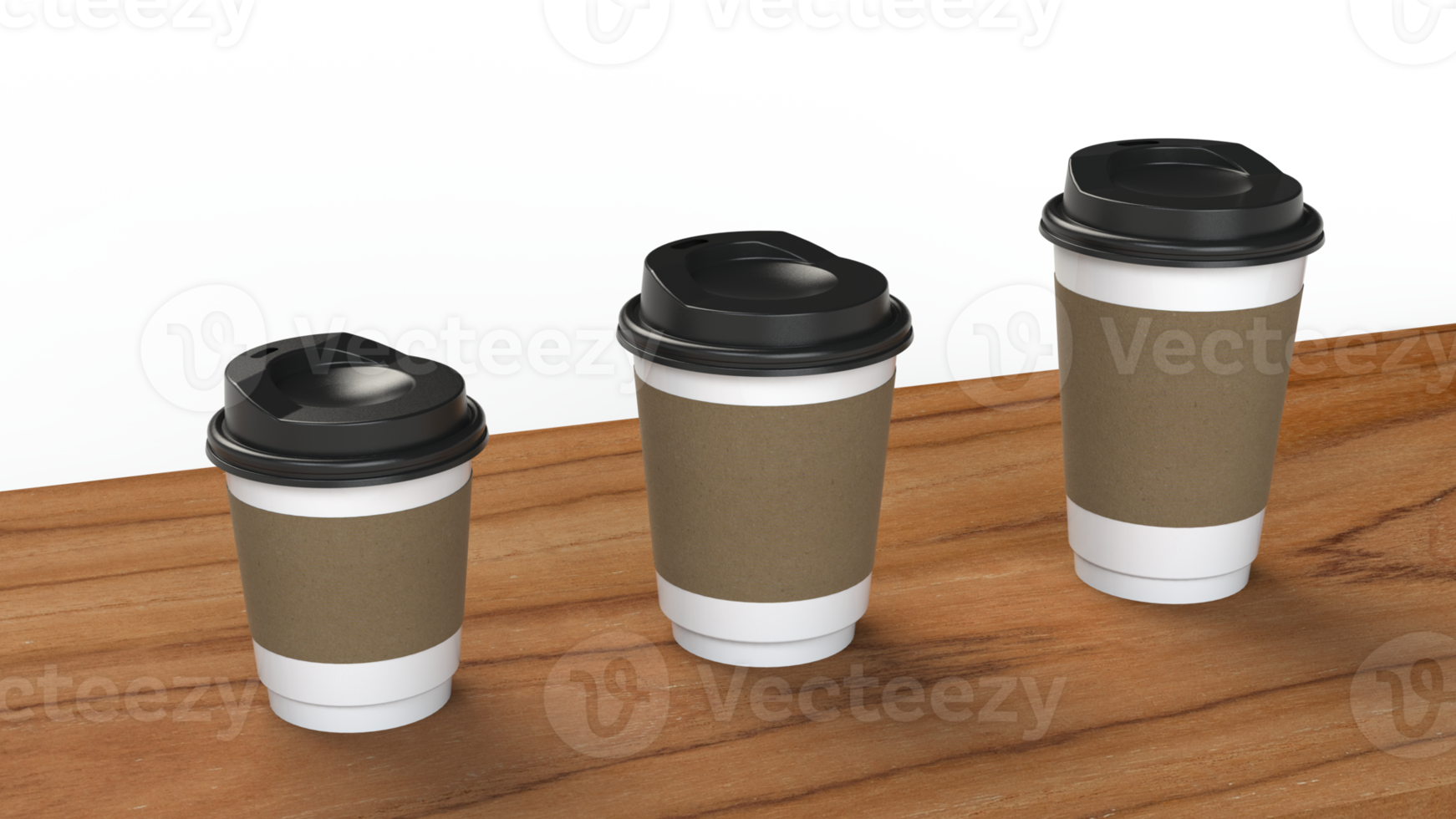 3D rendering Paper cup of coffee on wooden table png