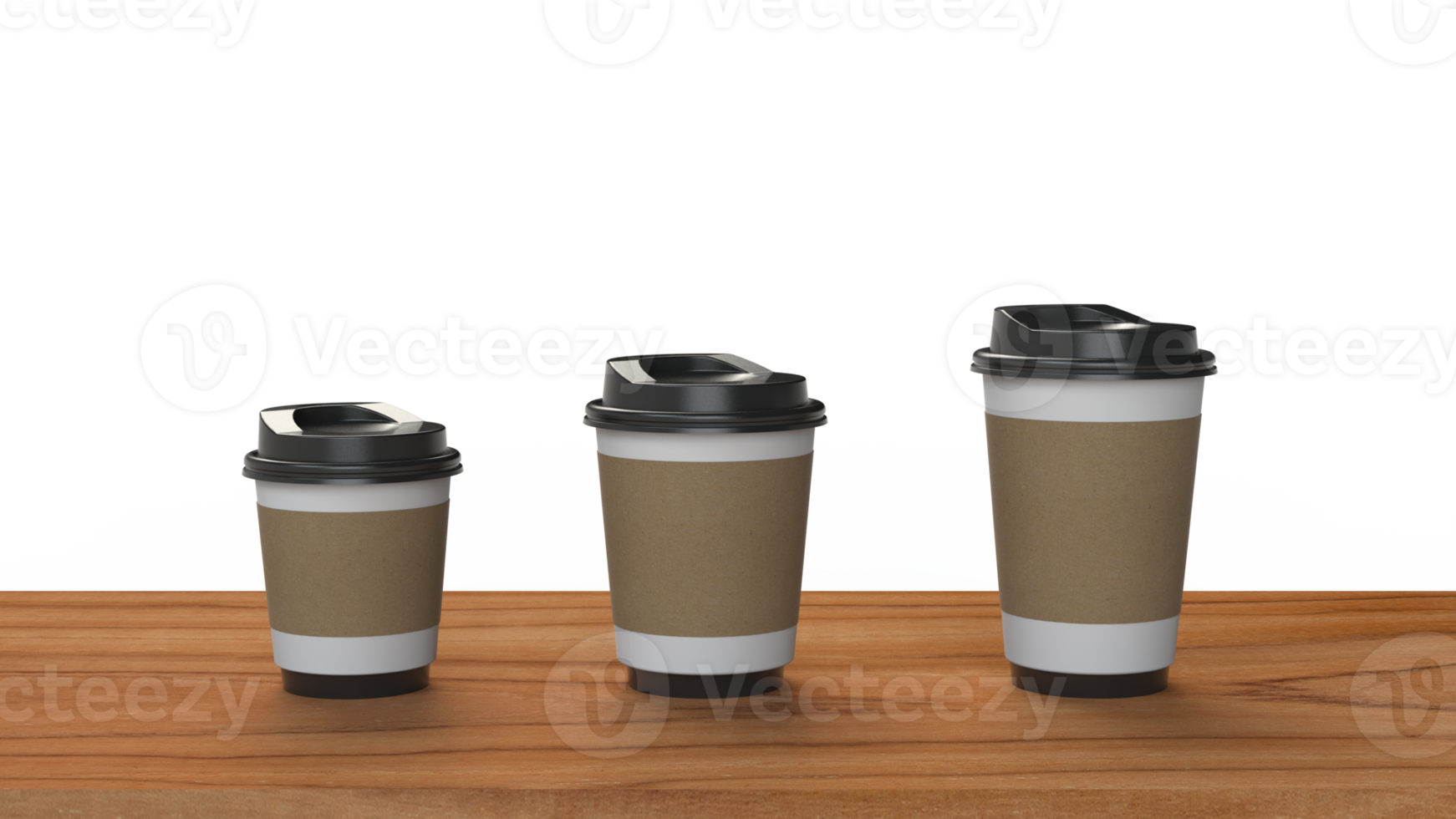 3D rendering Paper cup of coffee on wooden table png