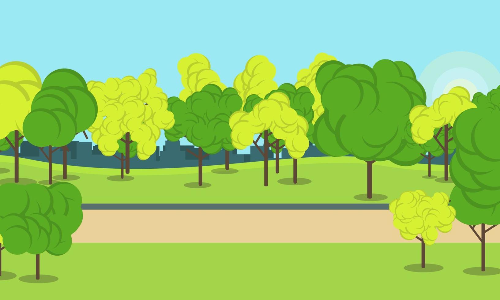 Park summer vector concept landscape flat illustration design