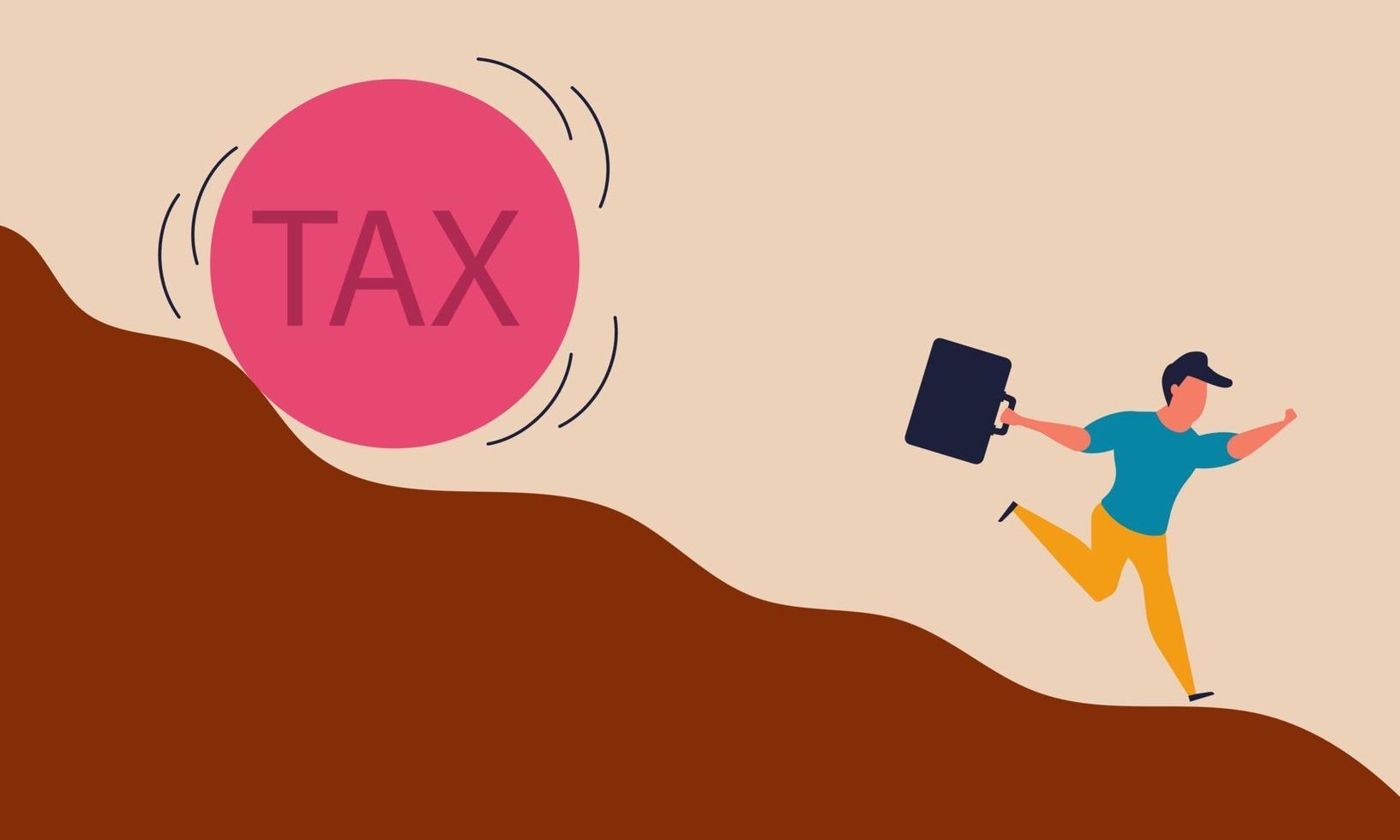 Tax payment deadline and finance frustrated ball. Panic payment and problem revenue wealth vector illustration concept. Taxation return and person loss money. Struggle failure and debt business