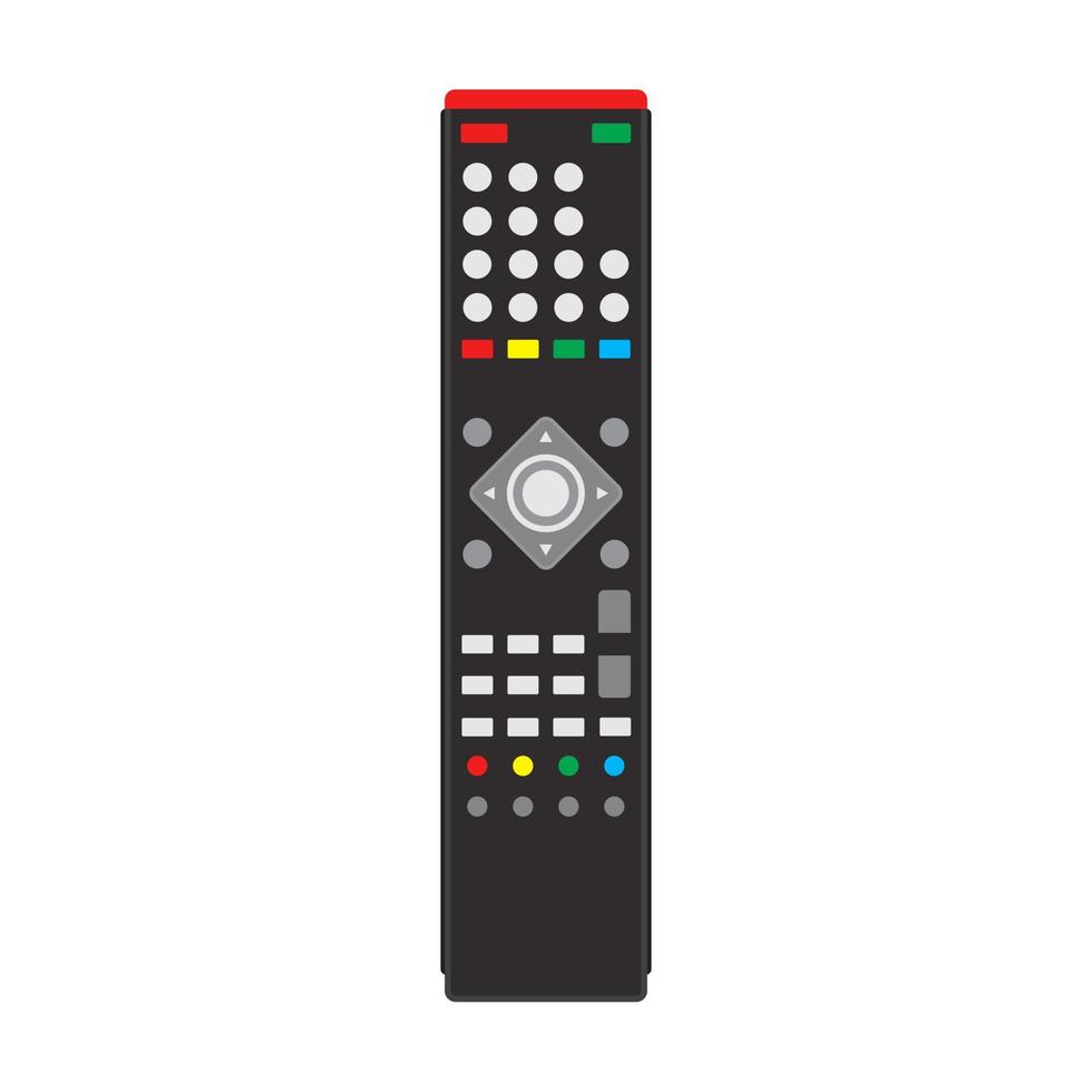 Remote control black TV equipment device communication sign media vector icon. Flat smart television program