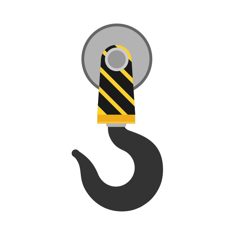 Crane lift hook vector icon construction industril equipment. Heavy engineering metal symbol. Cargo tool elevate weight