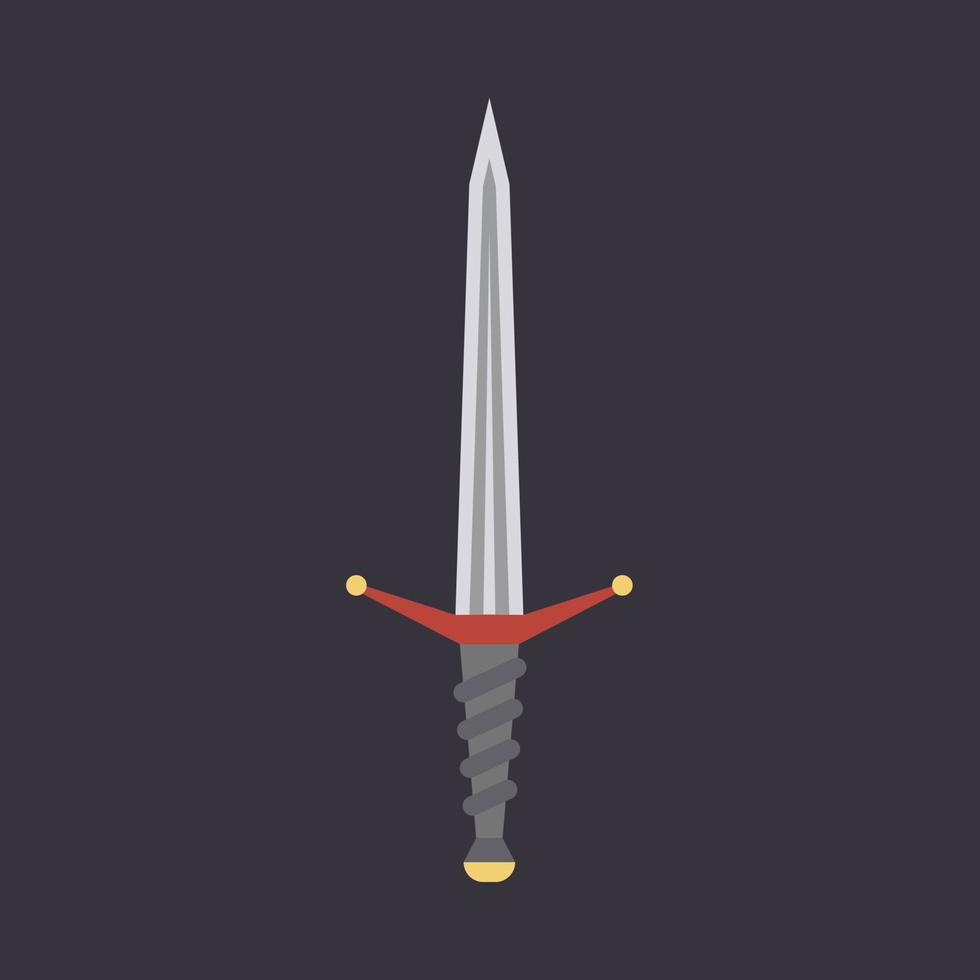 daga espada ilustración icono de vector de arma. hoja cuchillo diseño arte guerrero símbolo. signo de batalla plano medieval de fantasía